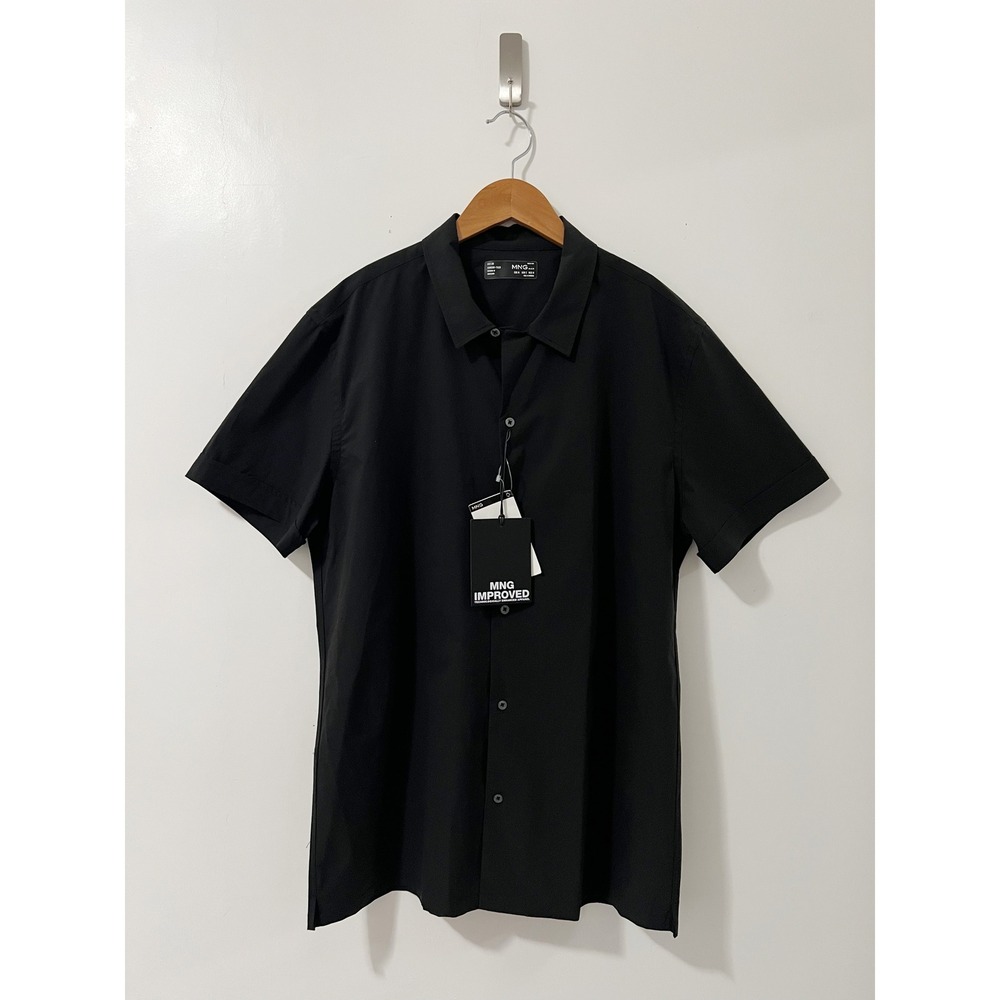 MNG Improved Mens Black Short Sleeve Button Up Thermoregulator Shirt - Picture 3 of 8
